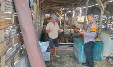 Pengecekan-Program-Ketahanan-Pangan-di-Plumbon,-Bhabinkamtibmas-Motivasi-Peternakan-Bebek-Petelur